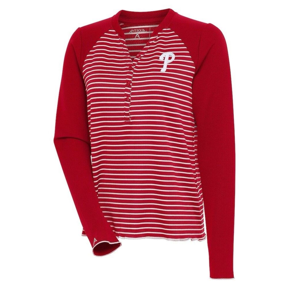 Philadelphia Phillies MLB Maverick Henley Long Sleeve T Shirt Womens M Red NWT